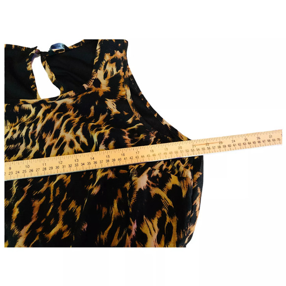 Indulge Womens Sleeveless Long Chiffon Maxi Dress Black Brown Animal Print 2X - Picture 9 of 9